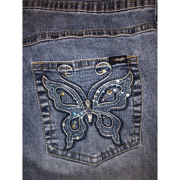 Angels Women's Embellished Butterfly Embroidery Baggy Jeans Faded Size 18 - Picture 4 of 16